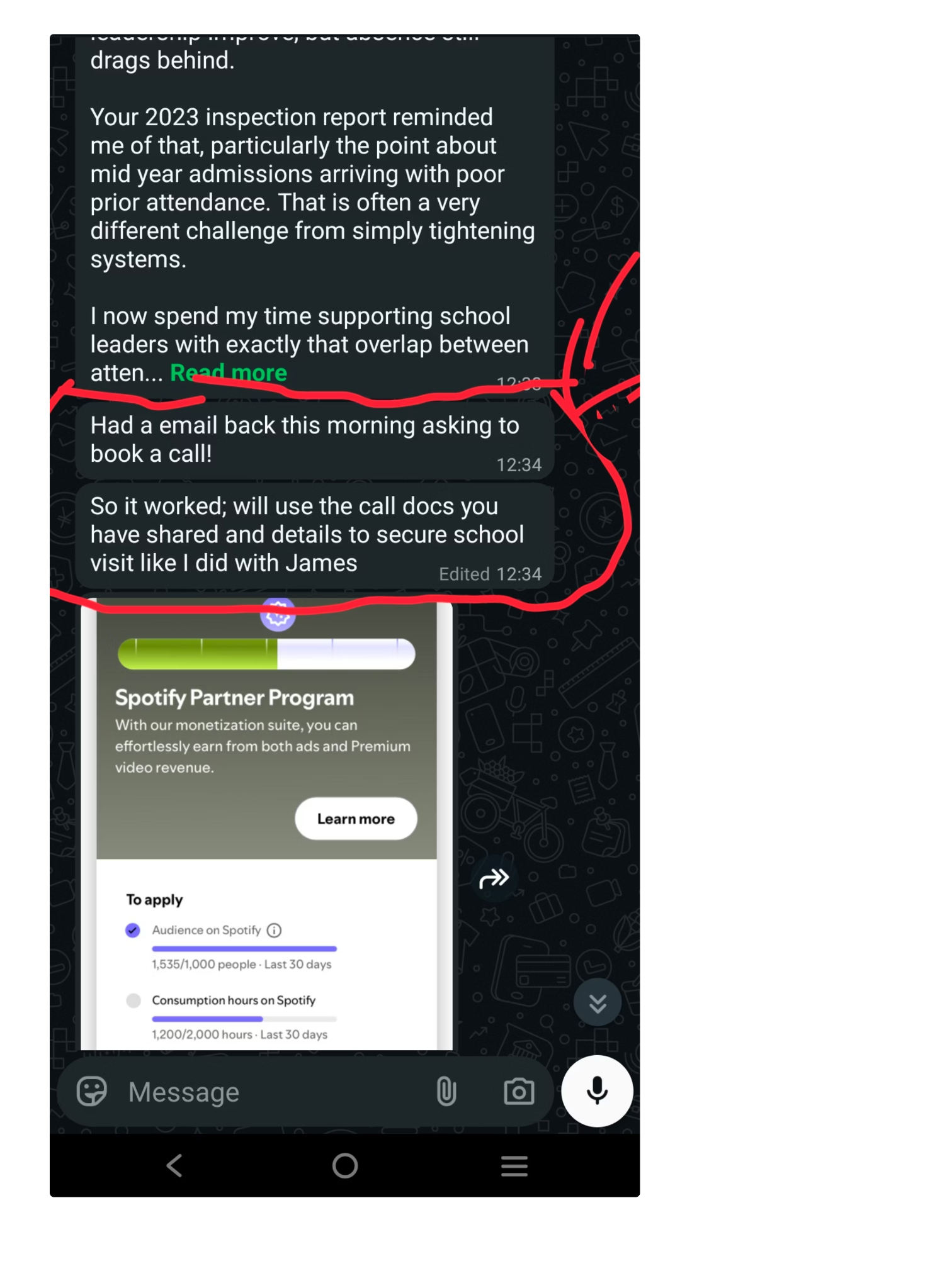 A request to book a call