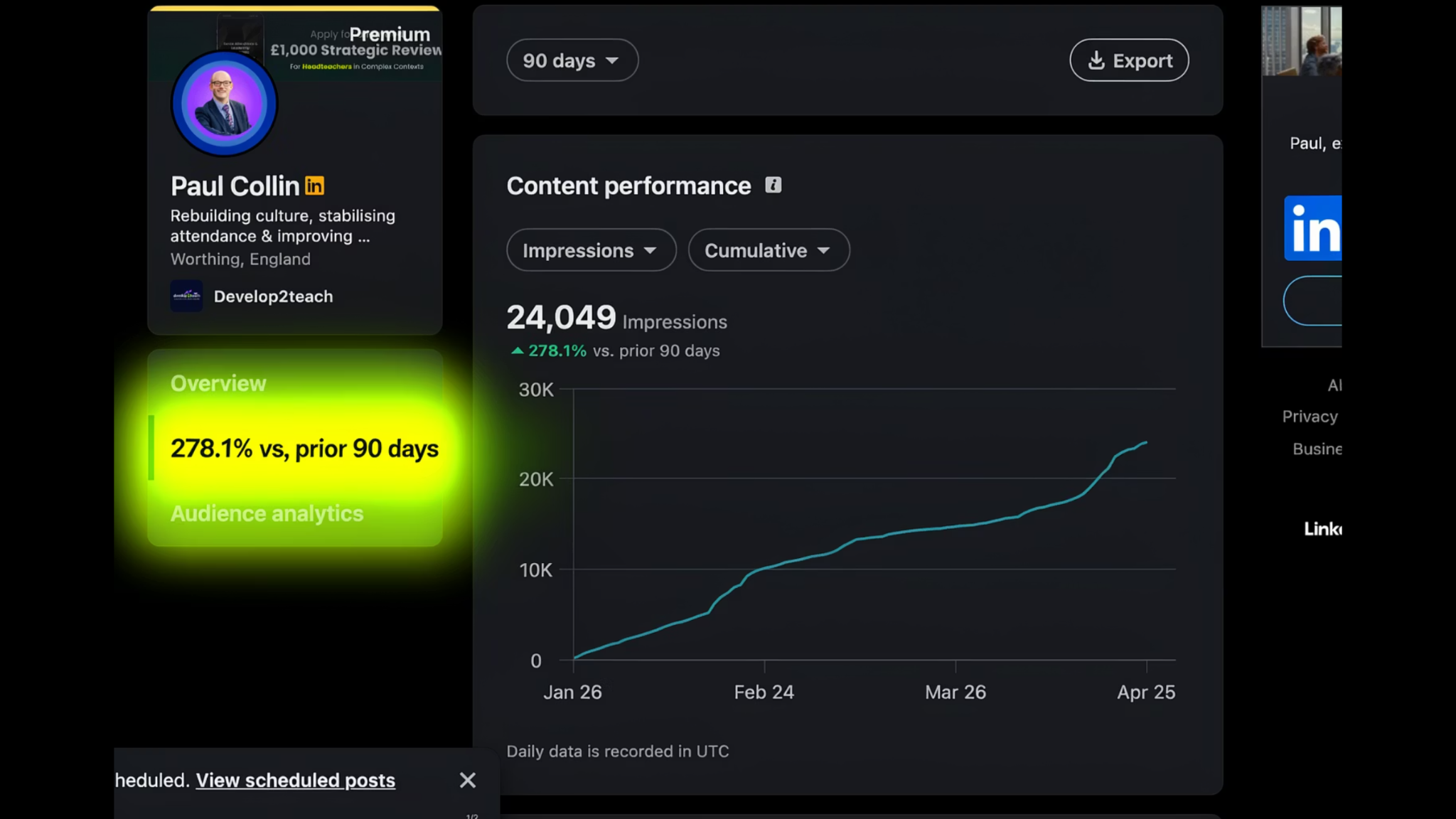Growth in content visibility