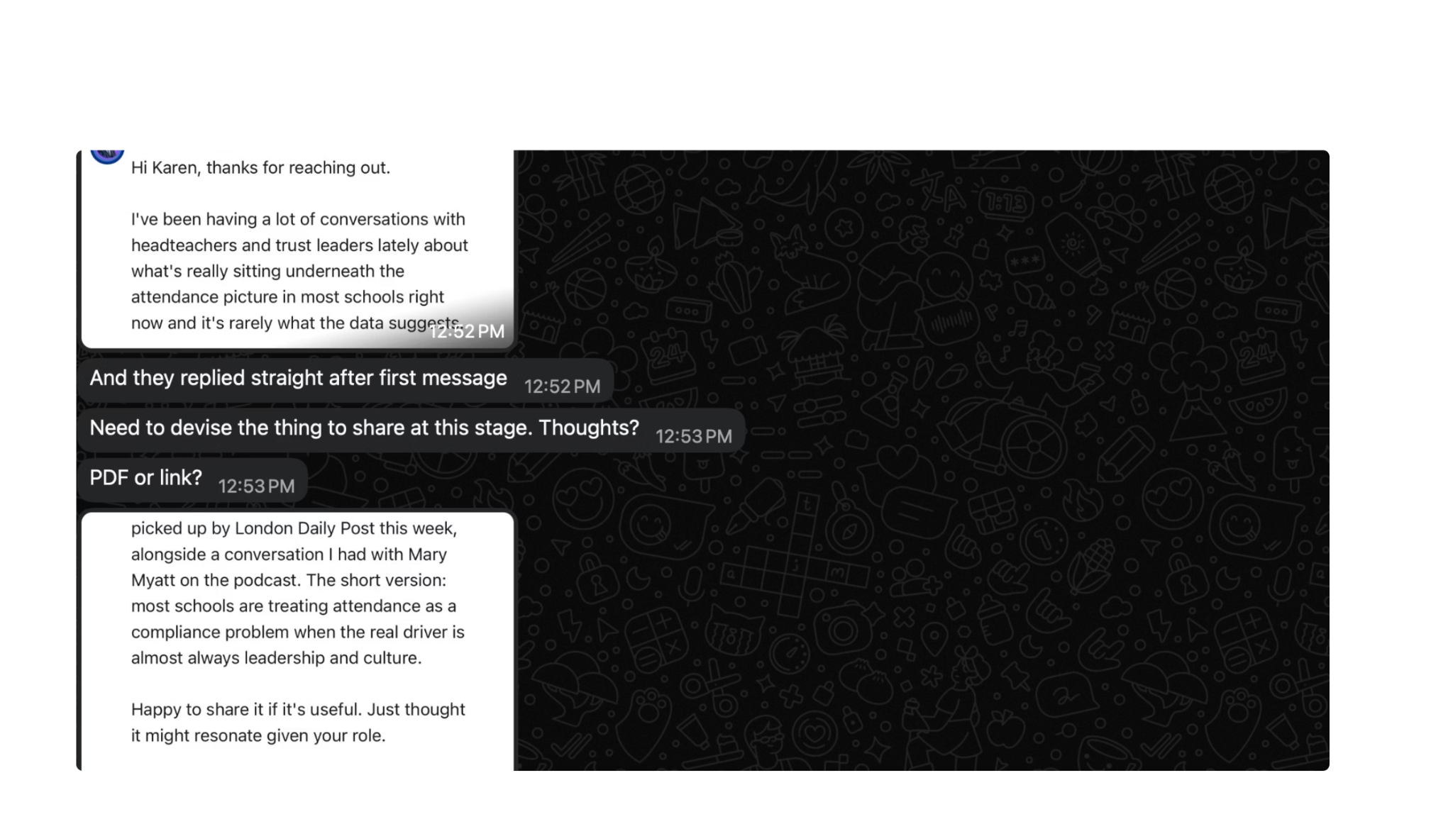 A response to the first message